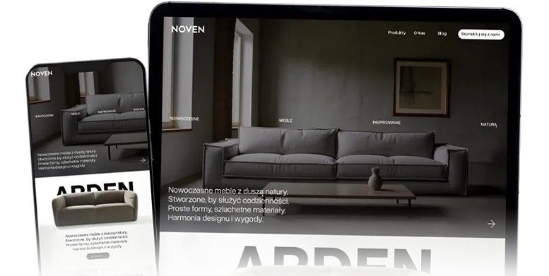 Widok strony internetowej na komputerze i urządzeniu mobilnym