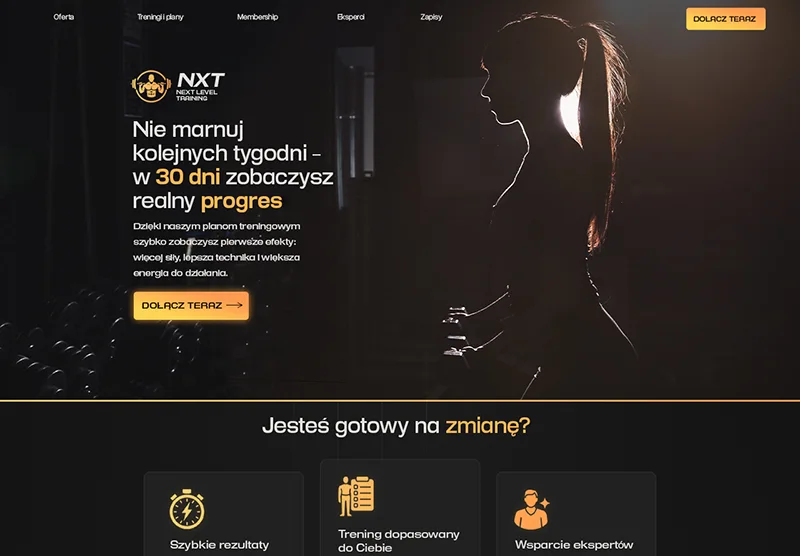 Strona internetowa siłowni po modernizacji