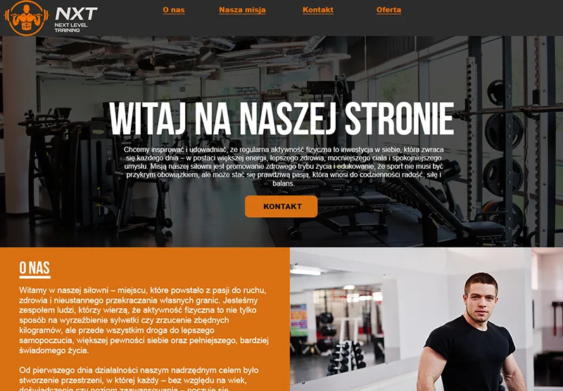 Strona internetowa siłowni przed modernizacją Strona internetowa siłowni przed modernizacją