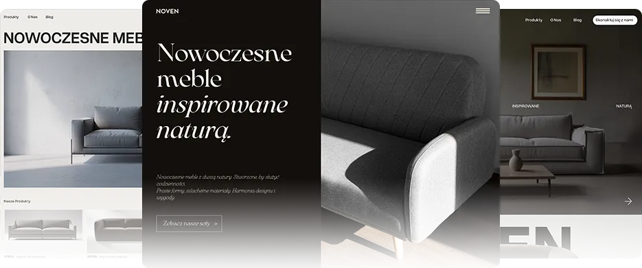 Wizualizacje trzech wersji strony internetowej