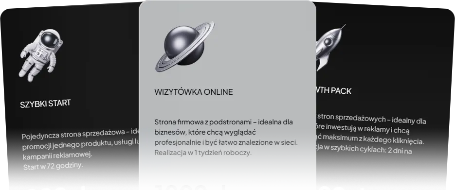 Trzy plany cenowe usług – wybór planu